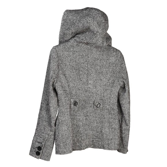 Guess Black/White Tweed Pea Coat Toggle Button Closure Winter Jacket Size S - Picture 3 of 7